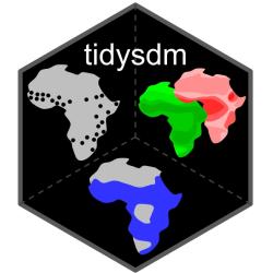 Logo of the R package tidysdm. Drawn by Michela Leonardi